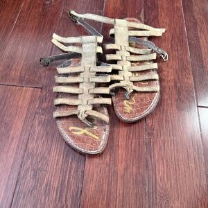 Sam Edelman Green Gladiator Flats - Size 8 - 2 Buckle Straps - Worn